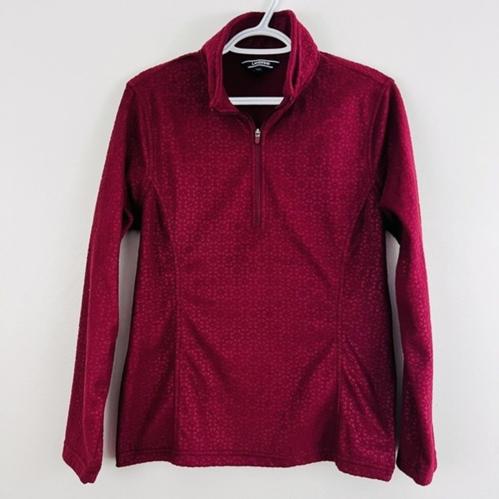 LANDS' END Pullover‎ Sweatshirt Long Sleeve Floral Red in EUC.